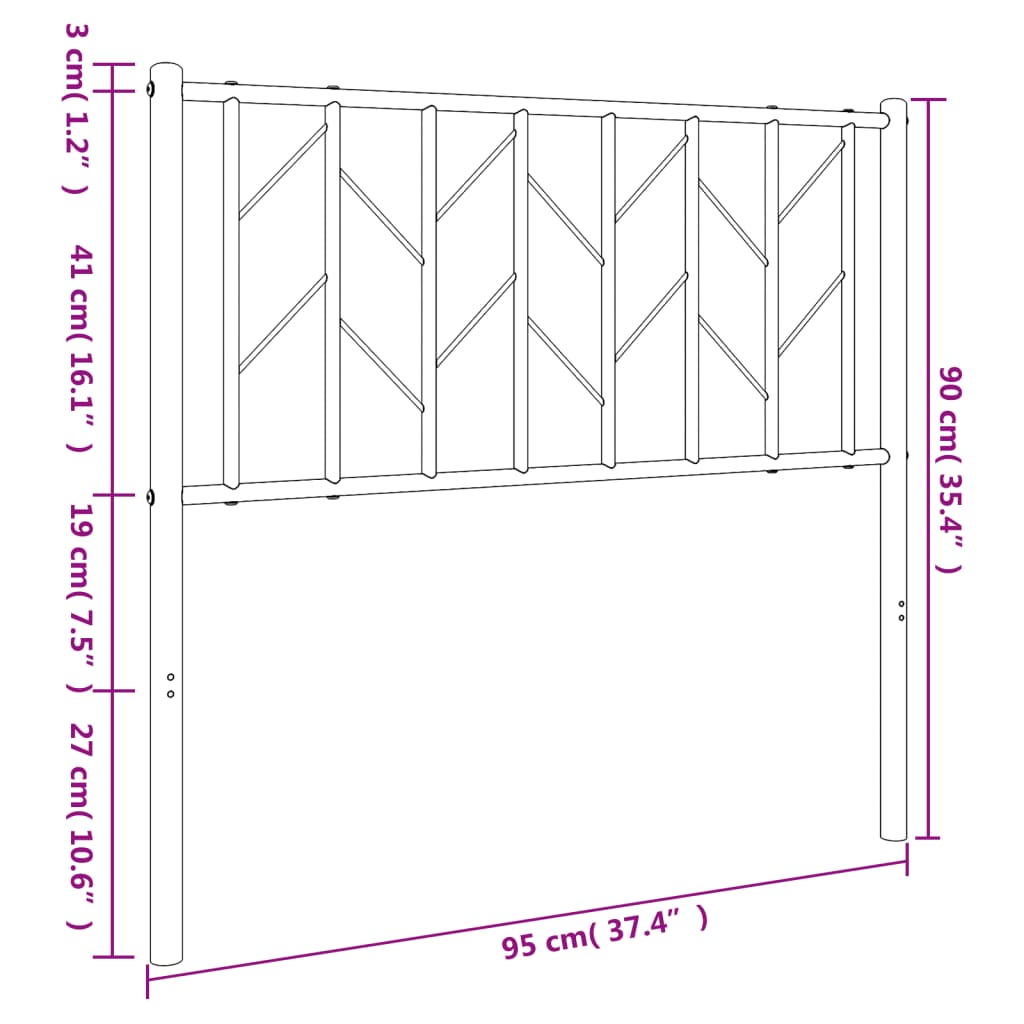 Cabeceira de cama 90 cm metal branco