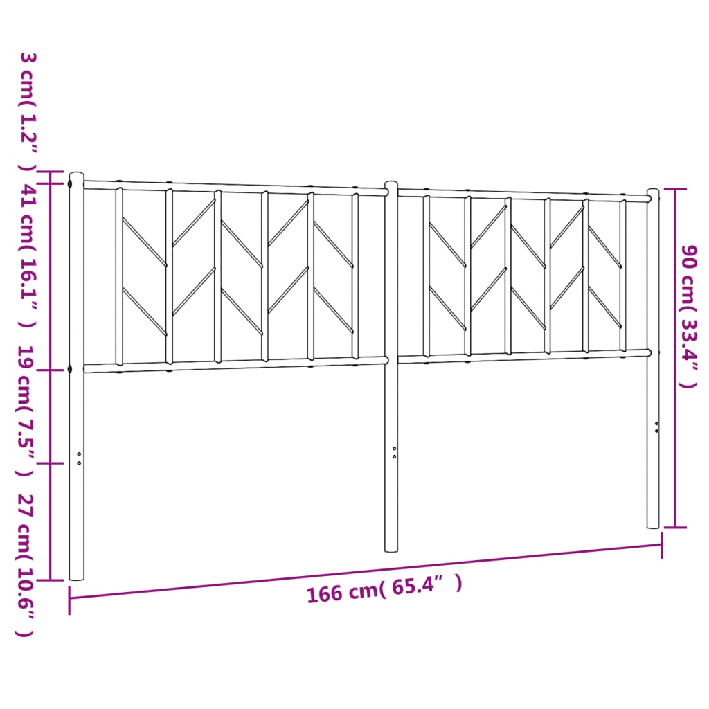 Cabeceira de cama 160 cm metal branco