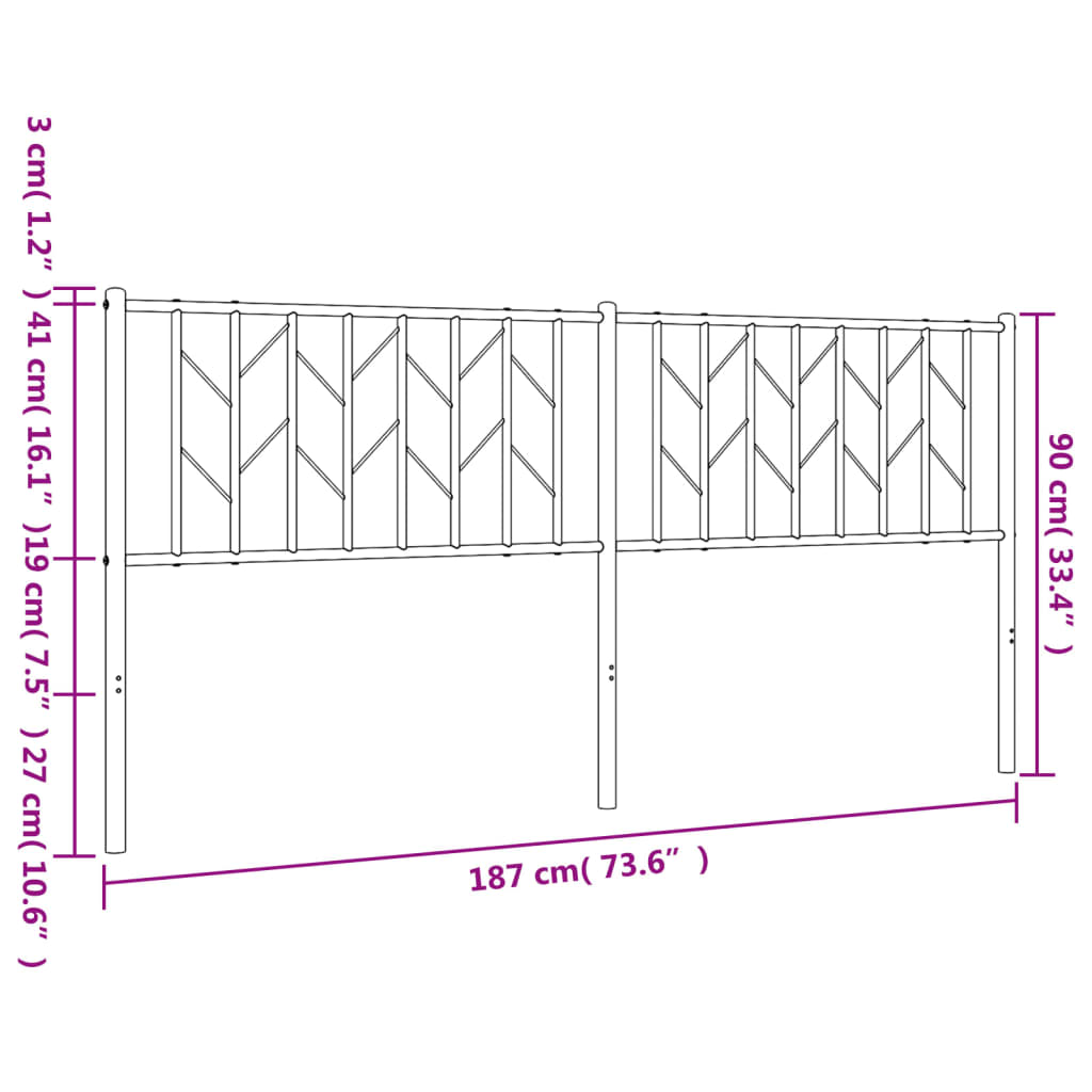 Cabeceira de cama 180 cm metal branco