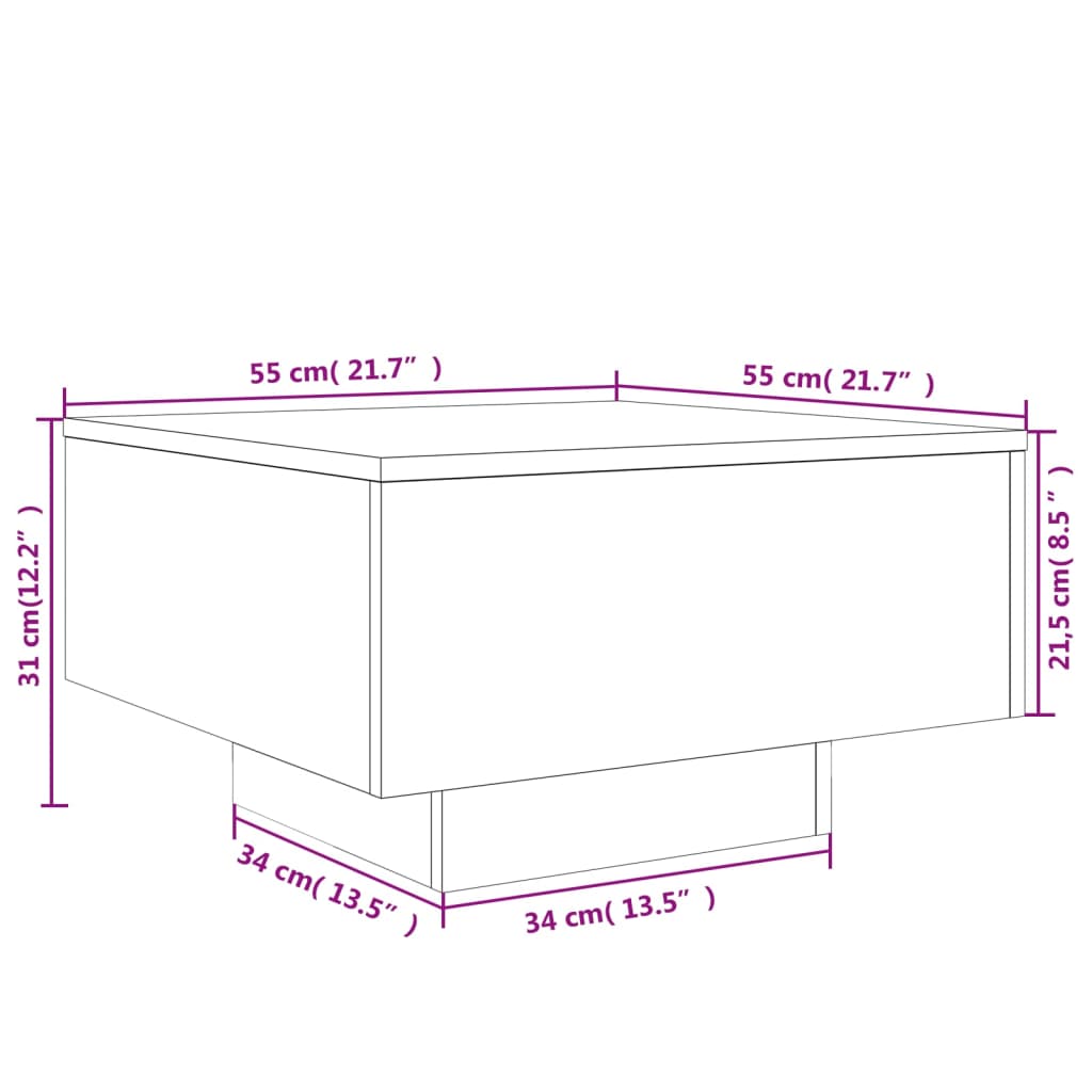 Mesa de centro 55x55x31 cm derivados de madeira branco