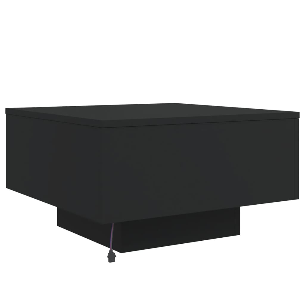 Mesa de centro com luzes LED 55x55x31 cm preto