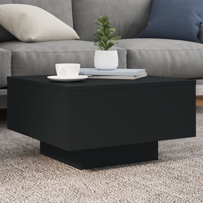 Mesa de centro com luzes LED 55x55x31 cm preto