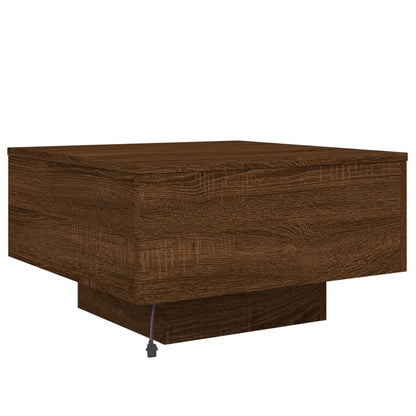 Mesa de centro com luzes LED 55x55x31 cm carvalho castanho