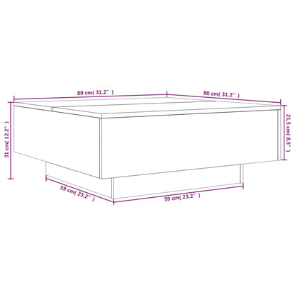 Mesa de centro 80x80x31 cm contraplacado carvalho fumado