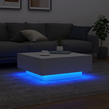 Mesa de centro com luzes LED 80x80x31cm branco