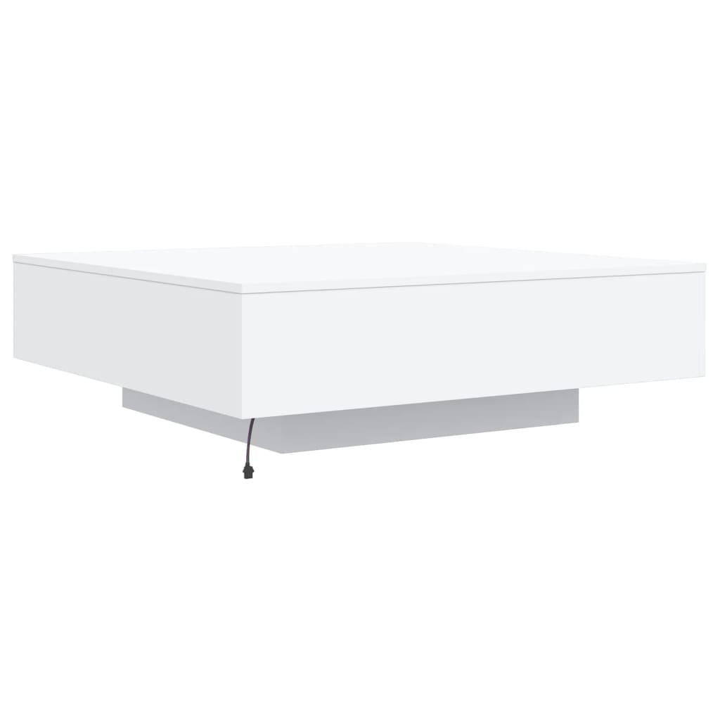 Mesa de centro com luzes LED 100x100x31 cm branco