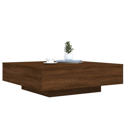 Mesa de centro com luzes LED 100x100x31 cm carvalho castanho