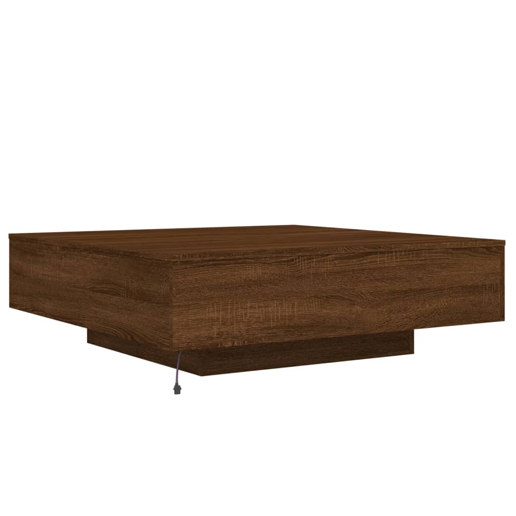 Mesa de centro com luzes LED 100x100x31 cm carvalho castanho