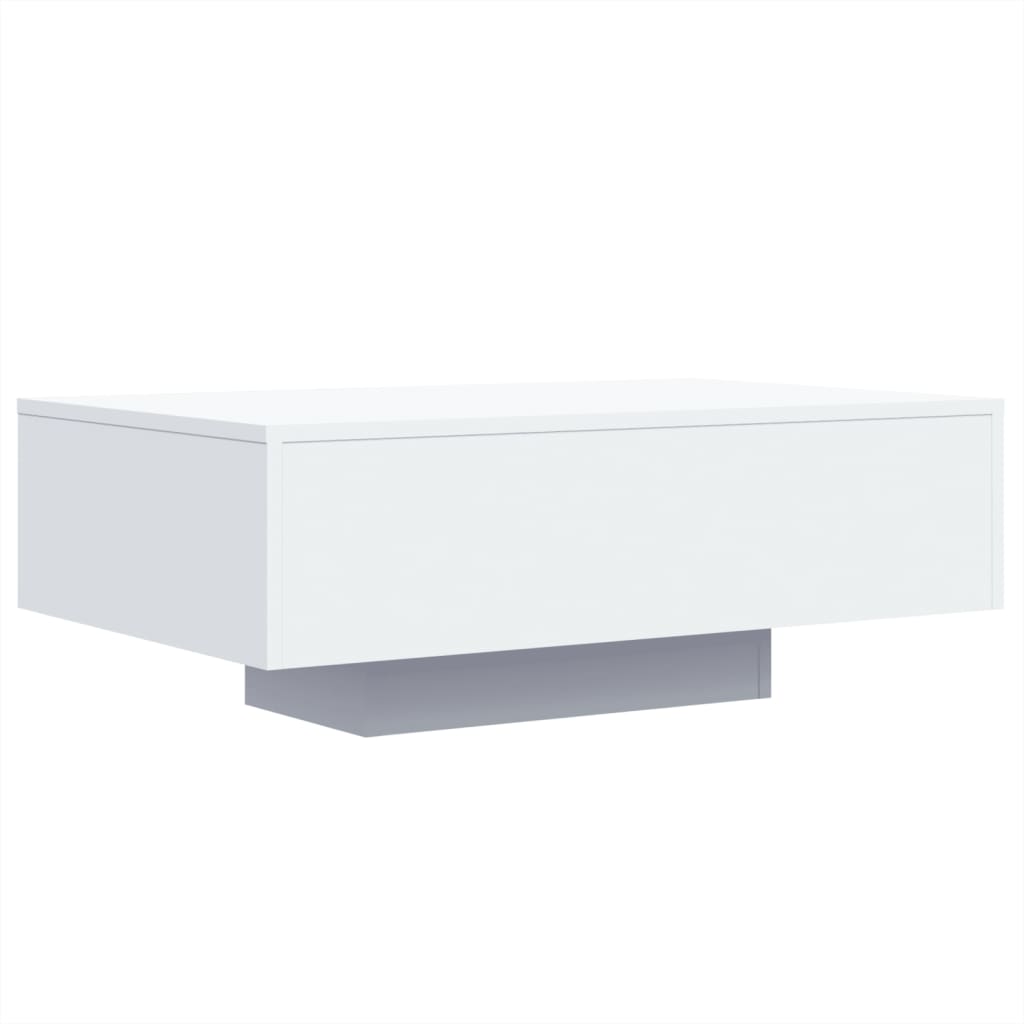 Mesa de centro com luzes LED 85x55x31 cm branco