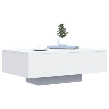 Mesa de centro com luzes LED 85x55x31 cm branco