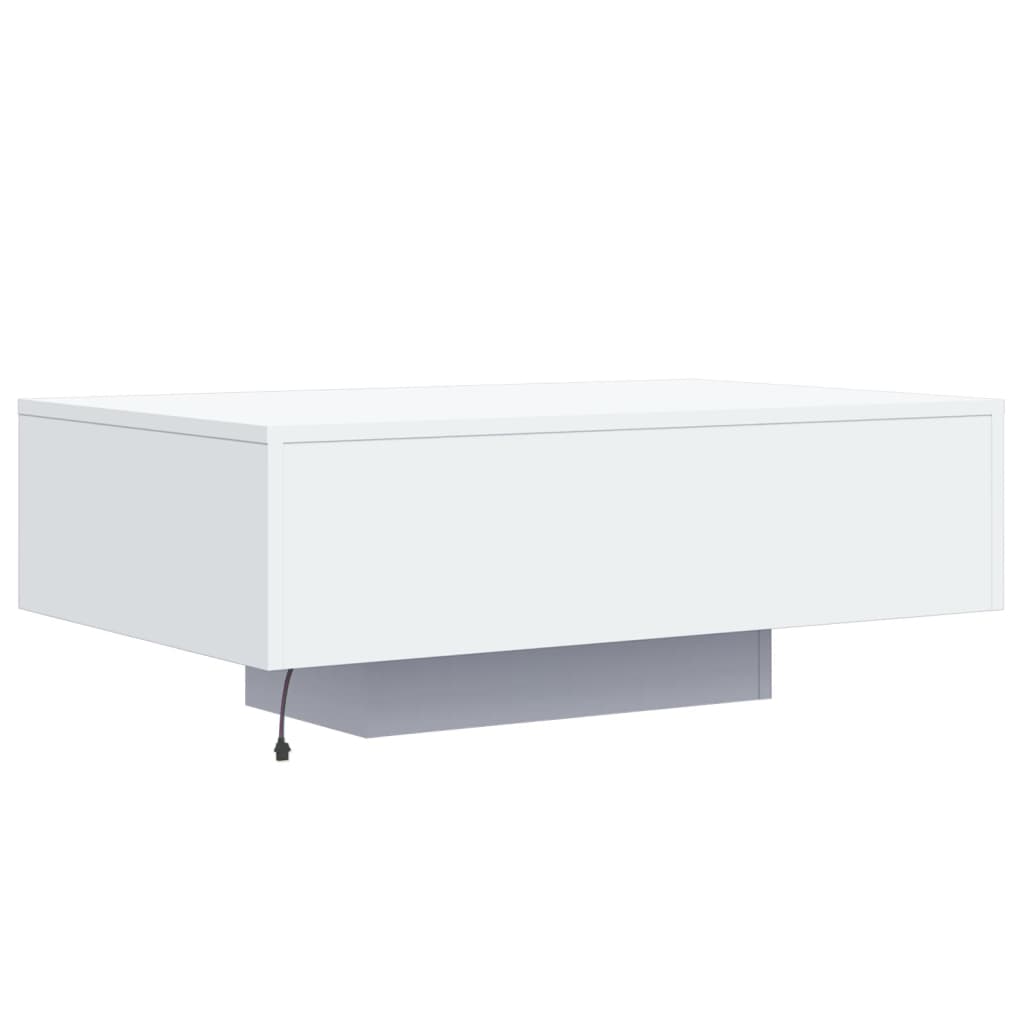 Mesa de centro com luzes LED 85x55x31 cm branco