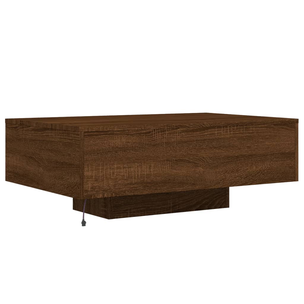 Mesa de centro com luzes LED 85x55x31 cm carvalho castanho