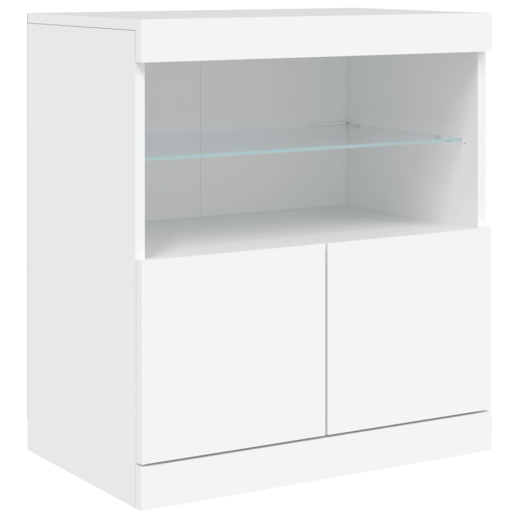 Aparador com luzes LED 60x37x67 cm branco