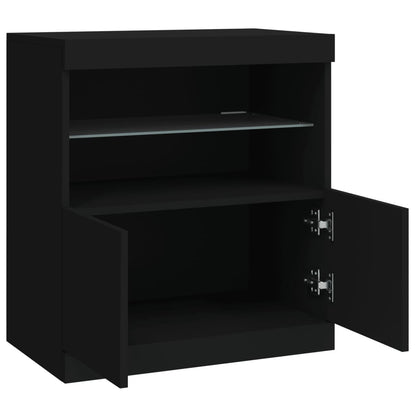 Aparador com luzes LED 60x37x67 cm preto