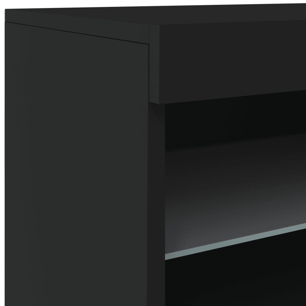 Aparador com luzes LED 60x37x67 cm preto