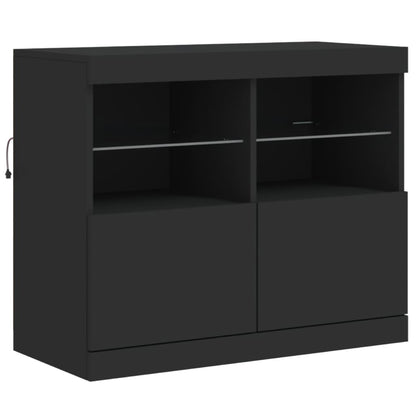 Aparador com luzes LED 81x37x67 cm preto