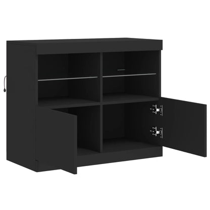 Aparador com luzes LED 81x37x67 cm preto