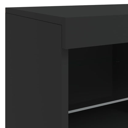 Aparador com luzes LED 81x37x67 cm preto