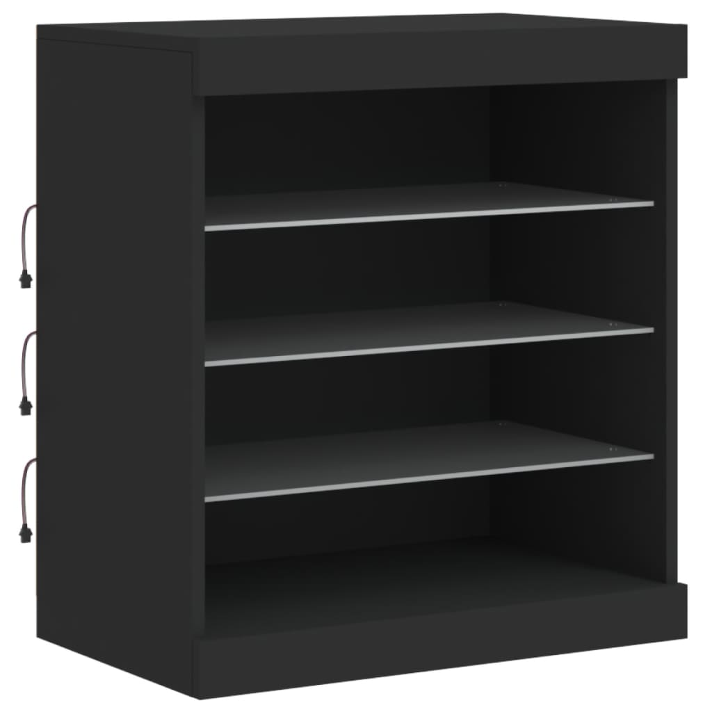 Aparador com luzes LED 60,5x37x67 cm preto