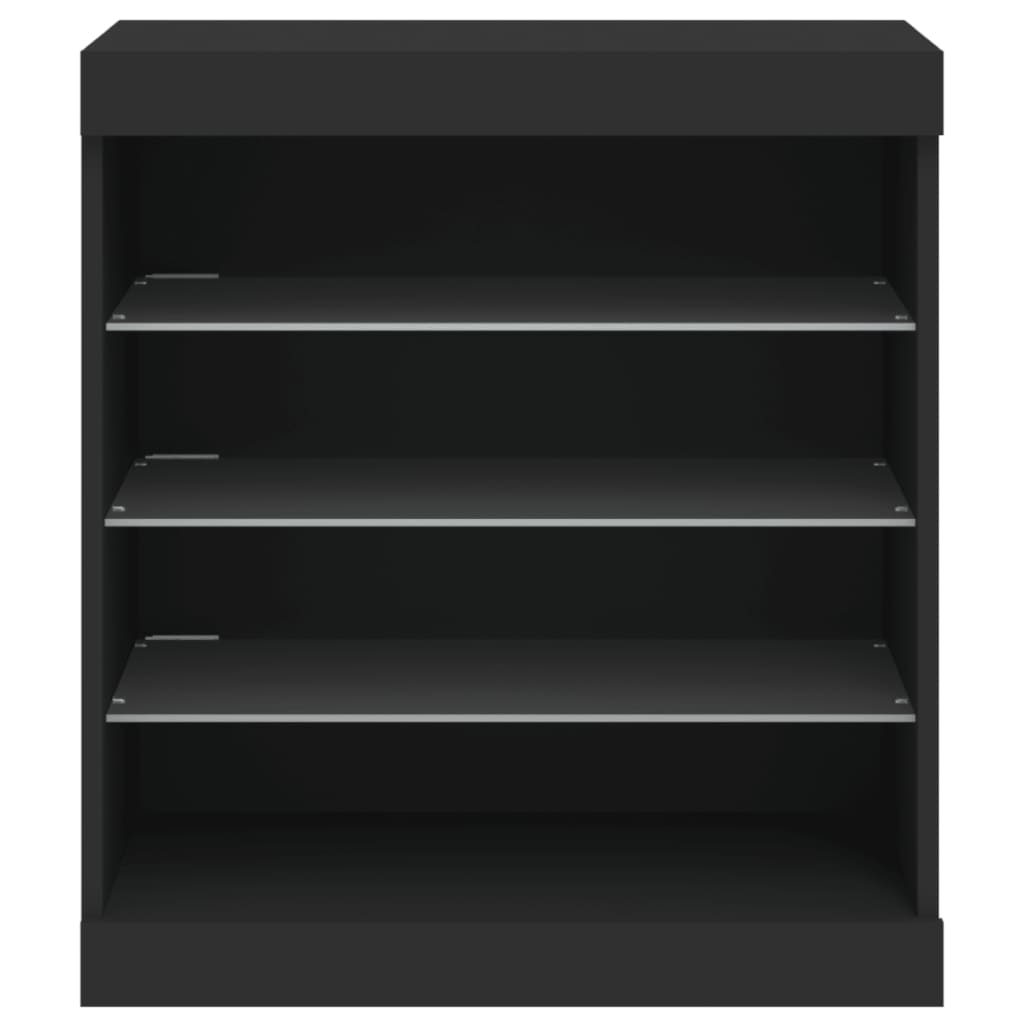 Aparador com luzes LED 60,5x37x67 cm preto