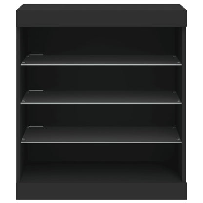 Aparador com luzes LED 60,5x37x67 cm preto