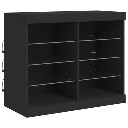 Aparador com luzes LED 81x37x67 cm preto