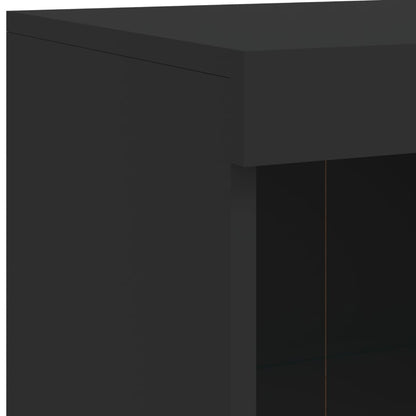 Aparador com luzes LED 81x37x100 cm preto