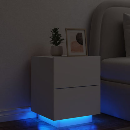 Mesa de Cabeceira Kenobi com Luzes LED - Branco - Design Moderno