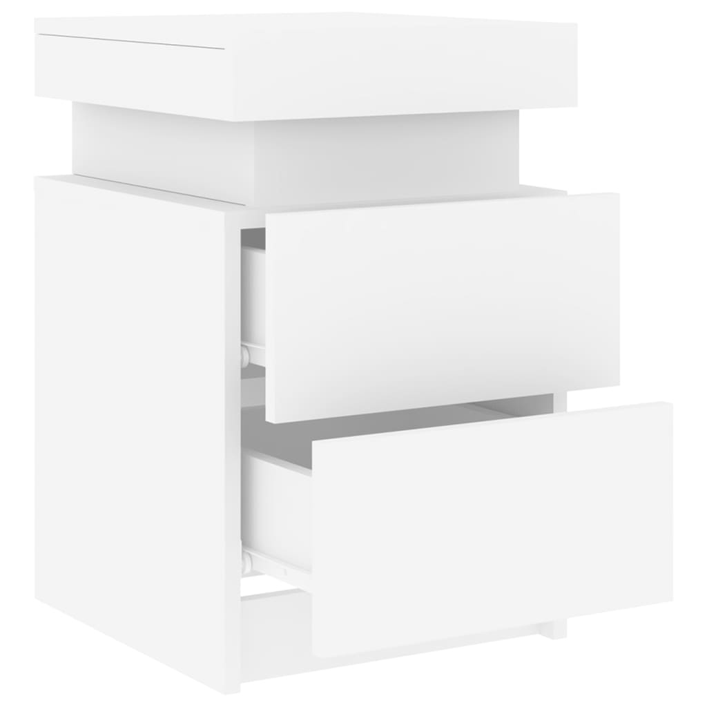 Mesa de cabeceira com luzes LED 35x39x55 cm branco