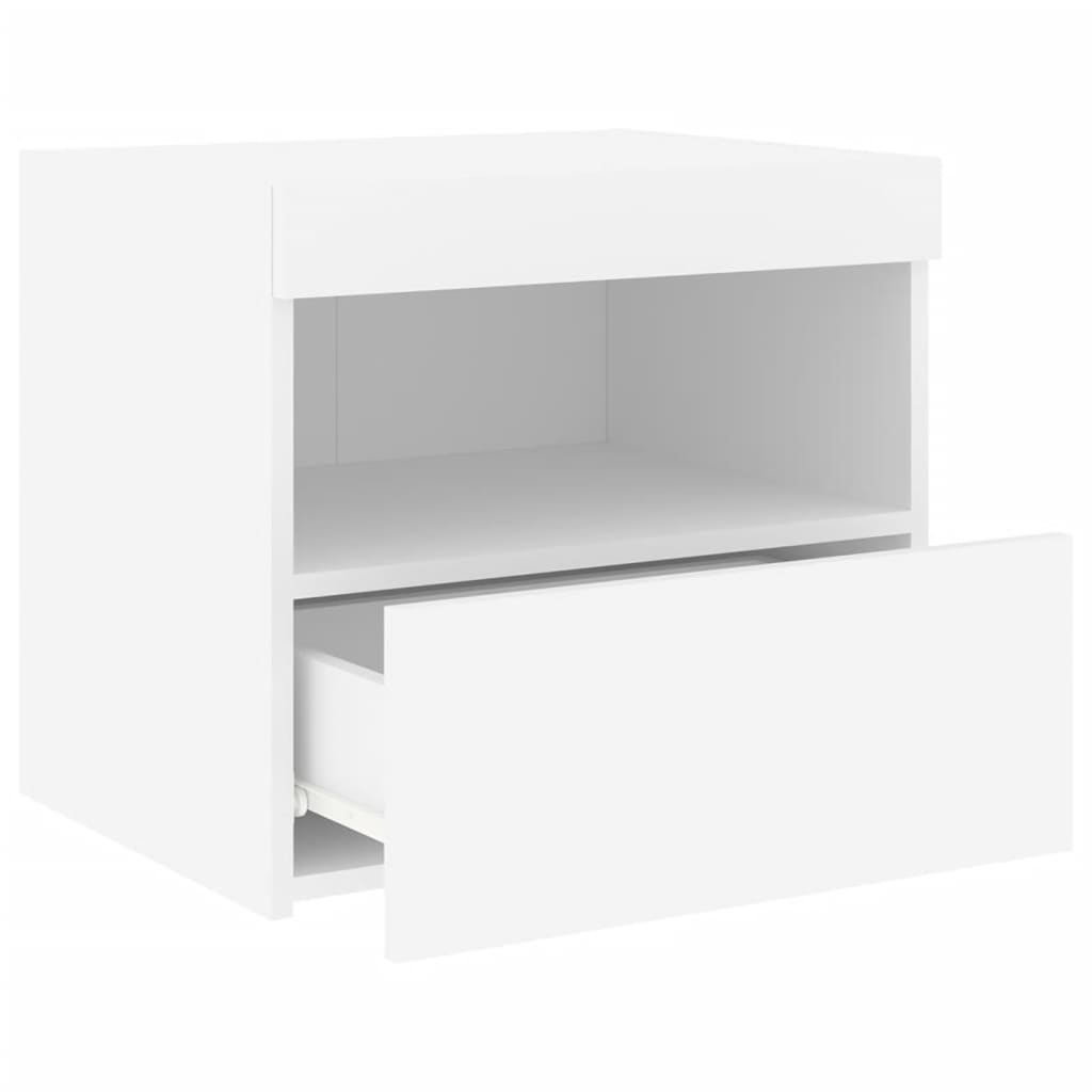 Mesa de cabeceira com luzes LED 50x40x45 cm branco