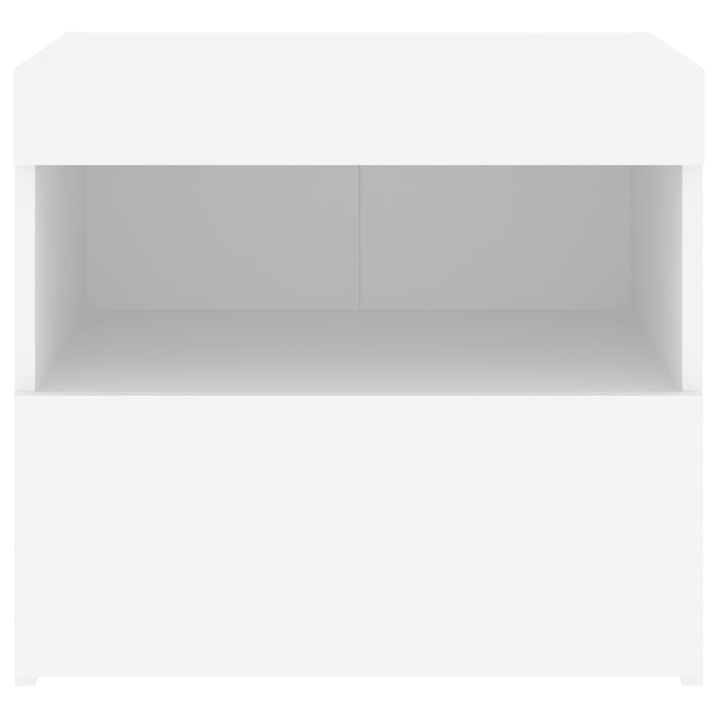 Mesa de cabeceira com luzes LED 50x40x45 cm branco