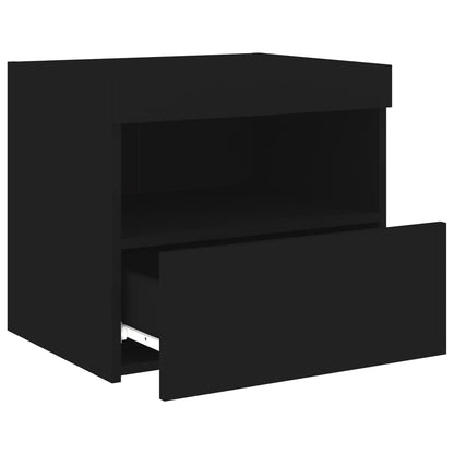 Mesas de cabeceira c/ luzes LED 2 pcs 50x40x45 cm preto