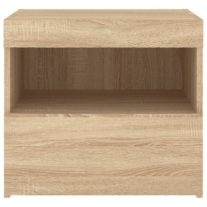 Mesa de cabeceira com luzes LED 50x40x45 cm carvalho sonoma