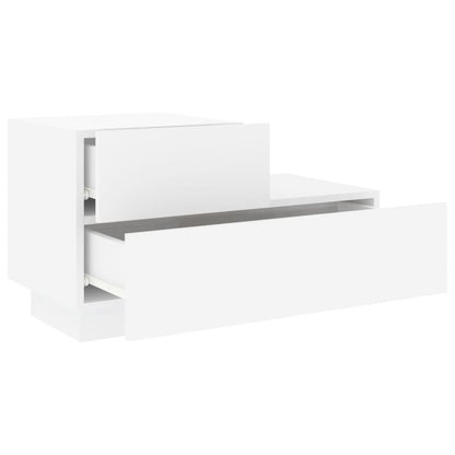 Mesa de Cabeceira Tulipa com 2 Gavetas e Luzes LED - Branco - Design Moderno