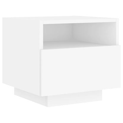 Mesa de cabeceira com luzes LED 40x39x37 cm branco