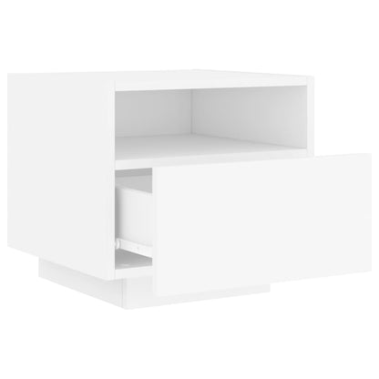 Mesa de cabeceira com luzes LED 40x39x37 cm branco