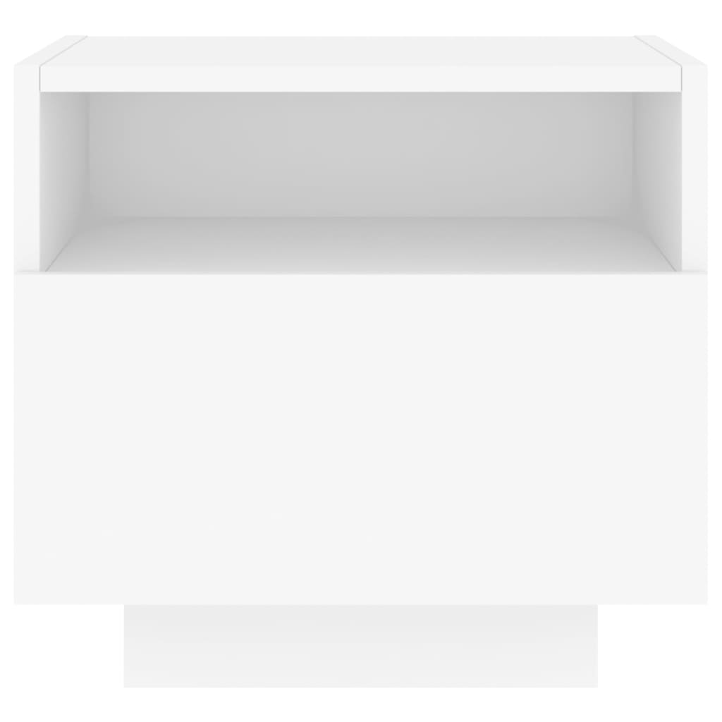 Mesa de cabeceira com luzes LED 40x39x37 cm branco