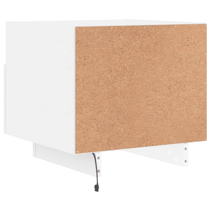 Mesa de cabeceira com luzes LED 40x39x37 cm branco