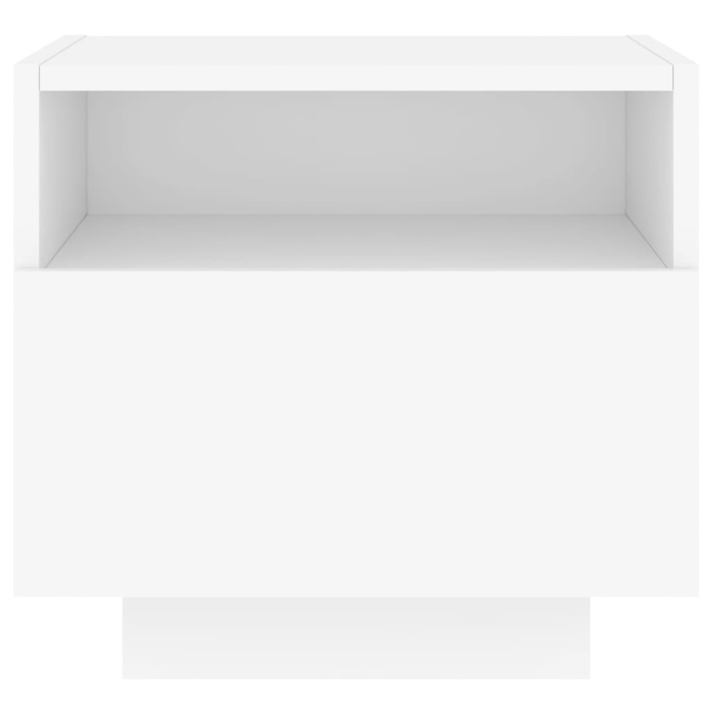 Mesas de cabeceira com luzes LED 2 pcs 40x39x37 cm branco