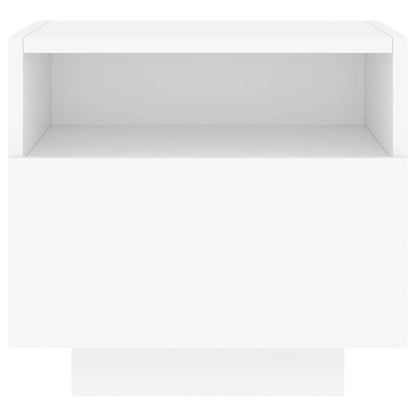 Mesas de cabeceira com luzes LED 2 pcs 40x39x37 cm branco