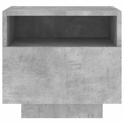 Mesa de cabeceira com luzes LED 40x39x37 cm cinzento-cimento