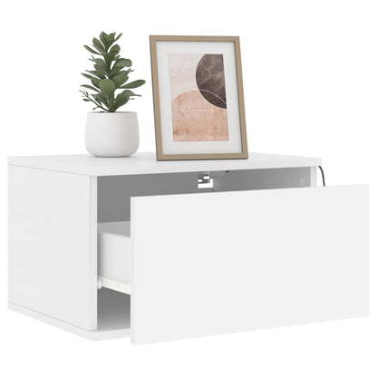 Mesa de cabeceira de parede com luzes LED branco