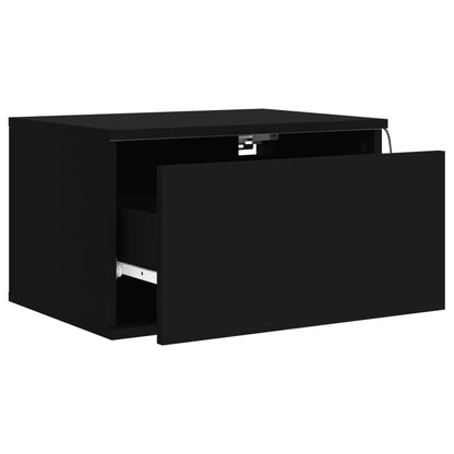 Mesa de cabeceira de parede com luzes LED preto