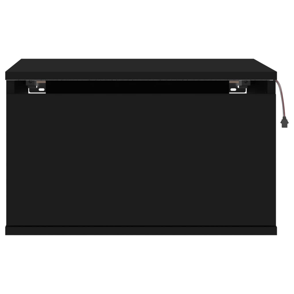 Mesa de cabeceira de parede com luzes LED preto