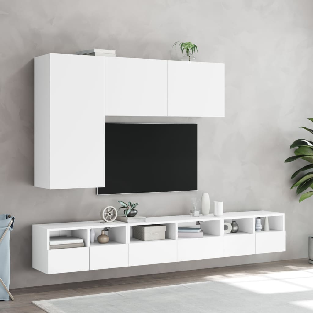 Móveis de parede p/ TV 2pcs 60x30x30cm derivados madeira branco