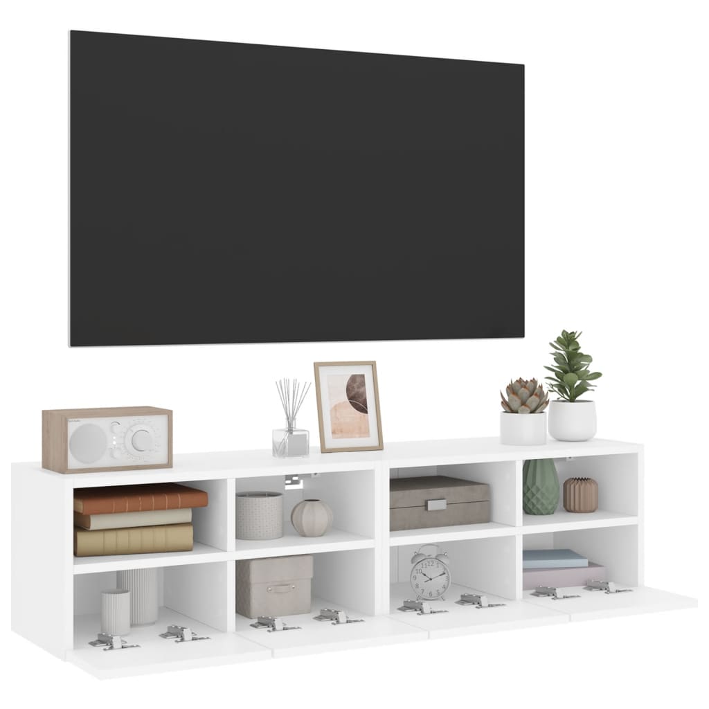 Móveis de parede p/ TV 2pcs 60x30x30cm derivados madeira branco