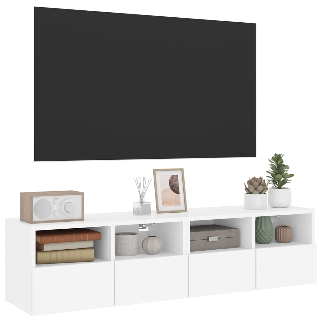 Móveis de parede p/ TV 2pcs 60x30x30cm derivados madeira branco