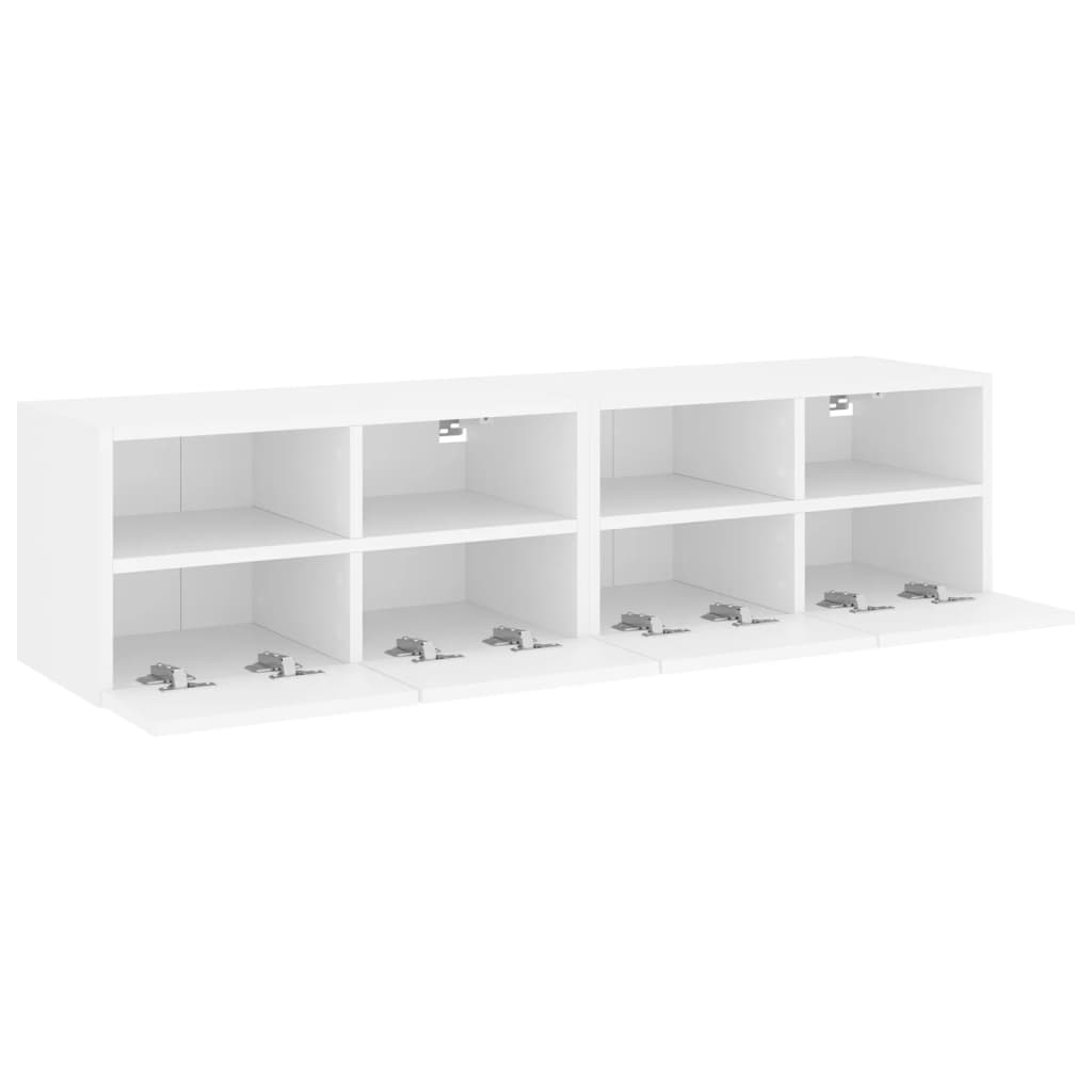 Móveis de parede p/ TV 2pcs 60x30x30cm derivados madeira branco