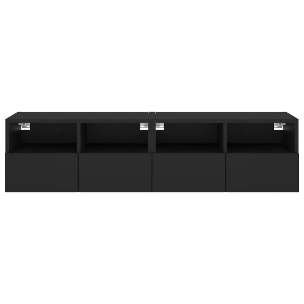 Móveis de parede p/ TV 2 pcs 60x30x30cm derivados madeira preto