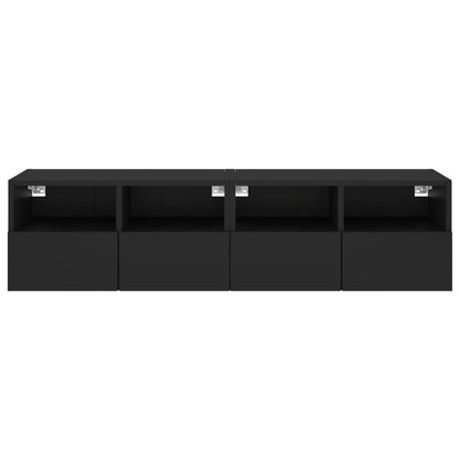 Móveis de parede p/ TV 2 pcs 60x30x30cm derivados madeira preto